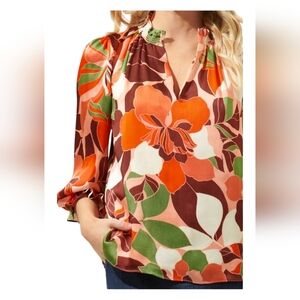 CC Collective Split Neck Silk Blouse Size M